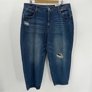 Time and Tru Jeans Womens 16 Blue High Rise Distressed Whisker Wash Denim New